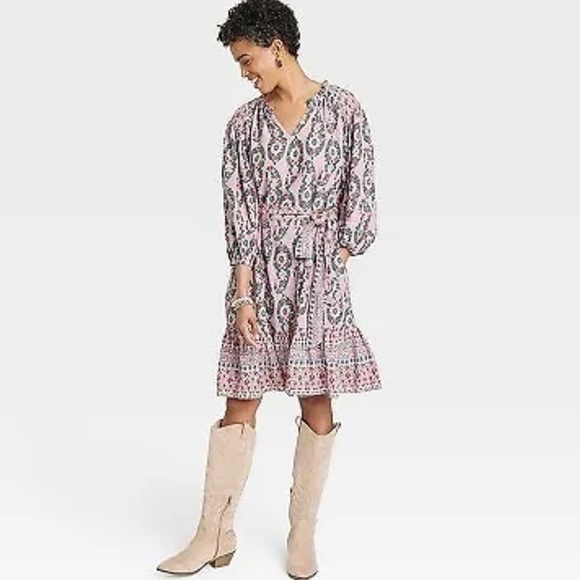 Knox Rose Pink Paisley Floral Boho Western Dress NWT Medium - Picture 11 of 11